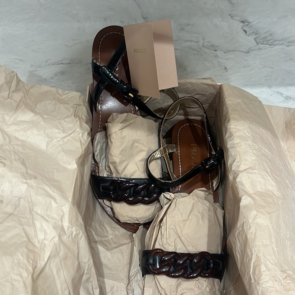 Prada Black Vernice Sandal - Picture 11 of 15